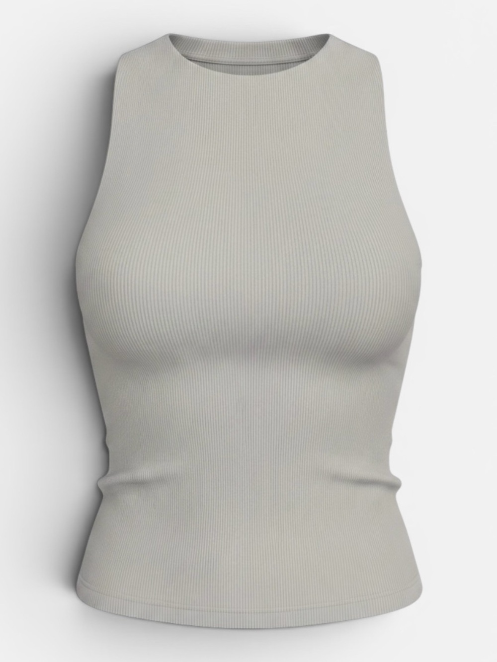 Tahari Ribbed Crewneck Sleeveless Tank Top - Light Gray